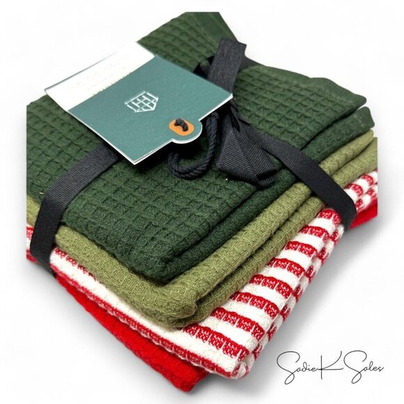 Hearth & Hand Magnolia 4pk Waffled Cotton Christmas Dishcloth Set Christmas 2024 - Picture 4 of 5